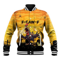 Personalized Funny Halloween Zombie Chicken Baseball Jacket F’Caw Scary Poultry - Wonder Print Shop
