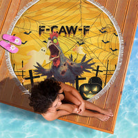 Funny Halloween Zombie Chicken Beach Blanket F’Caw Scary Poultry - Wonder Print Shop