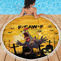 Funny Halloween Zombie Chicken Beach Blanket F’Caw Scary Poultry - Wonder Print Shop