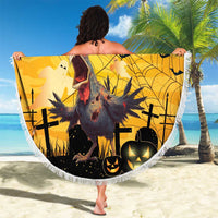 Funny Halloween Zombie Chicken Beach Blanket F’Caw Scary Poultry - Wonder Print Shop
