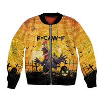 Personalized Funny Halloween Zombie Chicken Bomber Jacket F’Caw Scary Poultry - Wonder Print Shop