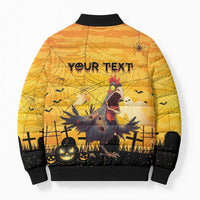 Personalized Funny Halloween Zombie Chicken Bomber Puffer Jacket F’Caw Scary Poultry - Wonder Print Shop
