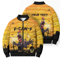 Personalized Funny Halloween Zombie Chicken Bomber Puffer Jacket F’Caw Scary Poultry - Wonder Print Shop