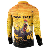 Personalized Funny Halloween Zombie Chicken Button Sweatshirt F’Caw Scary Poultry - Wonder Print Shop