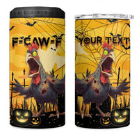 Personalized Funny Halloween Zombie Chicken 4 in 1 Can Cooler Tumbler F’Caw Scary Poultry - Wonder Print Shop