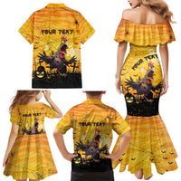 Personalized Funny Halloween Zombie Chicken Family Matching Mermaid Dress and Hawaiian Shirt F’Caw Scary Poultry - Wonder Print Shop
