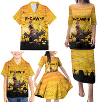 Personalized Funny Halloween Zombie Chicken Family Matching Puletasi and Hawaiian Shirt F’Caw Scary Poultry - Wonder Print Shop