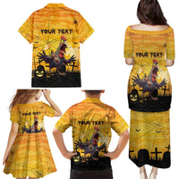 Personalized Funny Halloween Zombie Chicken Family Matching Puletasi and Hawaiian Shirt F’Caw Scary Poultry - Wonder Print Shop