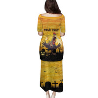 Personalized Funny Halloween Zombie Chicken Family Matching Puletasi and Hawaiian Shirt F’Caw Scary Poultry - Wonder Print Shop