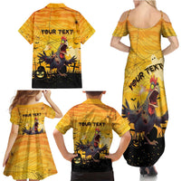 Personalized Funny Halloween Zombie Chicken Family Matching Summer Maxi Dress and Hawaiian Shirt F’Caw Scary Poultry - Wonder Print Shop