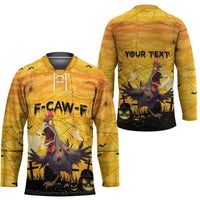 Personalized Funny Halloween Zombie Chicken Hockey Jersey F’Caw Scary Poultry - Wonder Print Shop