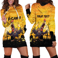 Personalized Funny Halloween Zombie Chicken Hoodie Dress F’Caw Scary Poultry - Wonder Print Shop
