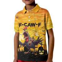 Personalized Funny Halloween Zombie Chicken Kid Polo Shirt F’Caw Scary Poultry - Wonder Print Shop
