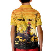 Personalized Funny Halloween Zombie Chicken Kid Polo Shirt F’Caw Scary Poultry - Wonder Print Shop
