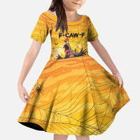 Personalized Funny Halloween Zombie Chicken Kid Short Sleeve Dress F’Caw Scary Poultry - Wonder Print Shop