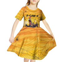 Personalized Funny Halloween Zombie Chicken Kid Short Sleeve Dress F’Caw Scary Poultry - Wonder Print Shop