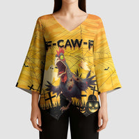 Personalized Funny Halloween Zombie Chicken Kimono Sleeve Blouse F’Caw Scary Poultry - Wonder Print Shop