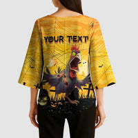 Personalized Funny Halloween Zombie Chicken Kimono Sleeve Blouse F’Caw Scary Poultry - Wonder Print Shop