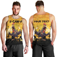 Personalized Funny Halloween Zombie Chicken Men Tank Top F’Caw Scary Poultry - Wonder Print Shop
