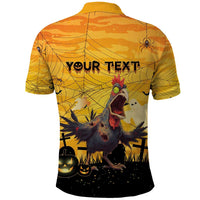 Personalized Funny Halloween Zombie Chicken Polo Shirt F’Caw Scary Poultry - Wonder Print Shop