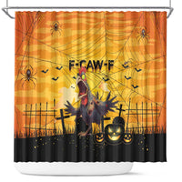 Funny Halloween Zombie Chicken Shower Curtain F’Caw Scary Poultry - Wonder Print Shop