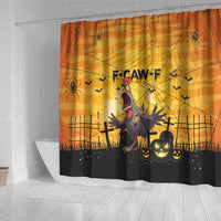 Funny Halloween Zombie Chicken Shower Curtain F’Caw Scary Poultry - Wonder Print Shop