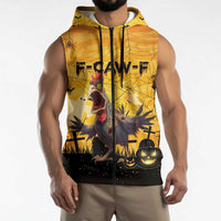 Personalized Funny Halloween Zombie Chicken Sleeveless Zip Hoodie F’Caw Scary Poultry - Wonder Print Shop