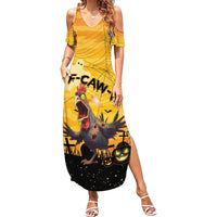 Personalized Funny Halloween Zombie Chicken Summer Maxi Dress F’Caw Scary Poultry - Wonder Print Shop
