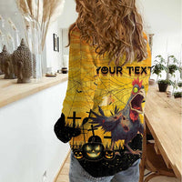Personalized Funny Halloween Zombie Chicken Women Casual Shirt F’Caw Scary Poultry - Wonder Print Shop