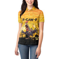 Personalized Funny Halloween Zombie Chicken Women Polo Shirt F’Caw Scary Poultry - Wonder Print Shop