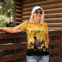 Personalized Funny Halloween Zombie Chicken Women Polo Shirt F’Caw Scary Poultry - Wonder Print Shop
