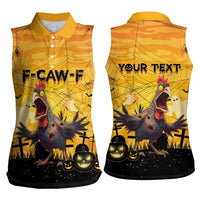 Personalized Funny Halloween Zombie Chicken Women Sleeveless Polo Shirt F’Caw Scary Poultry - Wonder Print Shop