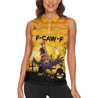 Personalized Funny Halloween Zombie Chicken Women Sleeveless Polo Shirt F’Caw Scary Poultry - Wonder Print Shop