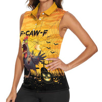 Personalized Funny Halloween Zombie Chicken Women Sleeveless Polo Shirt F’Caw Scary Poultry - Wonder Print Shop