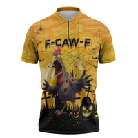 Personalized Funny Halloween Zombie Chicken Zipper Polo Shirt F’Caw Scary Poultry - Wonder Print Shop