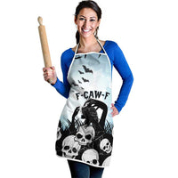 Funny Halloween F’Caw Raven Apron Black Bird Crow With Skulls - Wonder Print Shop