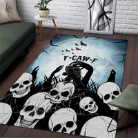 Funny Halloween F’Caw Raven Area Rug Black Bird Crow With Skulls - Wonder Print Shop