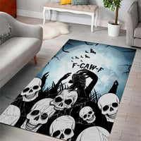 Funny Halloween F’Caw Raven Area Rug Black Bird Crow With Skulls - Wonder Print Shop