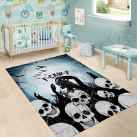 Funny Halloween F’Caw Raven Area Rug Black Bird Crow With Skulls - Wonder Print Shop