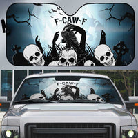 Funny Halloween F’Caw Raven Auto Sun Shade Black Bird Crow With Skulls - Wonder Print Shop