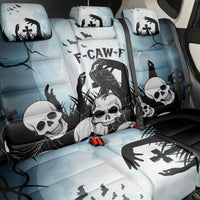 Funny Halloween F’Caw Raven Back Car Seat Cover Black Bird Crow With Skulls - Wonder Print Shop