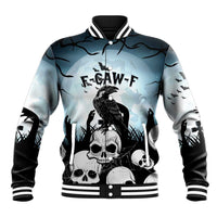 Personalized Funny Halloween F’Caw Raven Baseball Jacket Black Bird Crow With Skulls - Wonder Print Shop