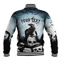 Personalized Funny Halloween F’Caw Raven Baseball Jacket Black Bird Crow With Skulls - Wonder Print Shop
