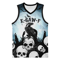 Personalized Funny Halloween F’Caw Raven Basketball Jersey Black Bird Crow With Skulls - Wonder Print Shop