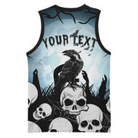 Personalized Funny Halloween F’Caw Raven Basketball Jersey Black Bird Crow With Skulls - Wonder Print Shop
