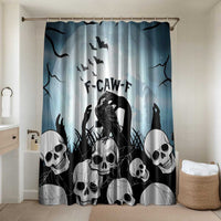 Funny Halloween F’Caw Raven Bathroom Set Black Bird Crow With Skulls - Wonder Print Shop