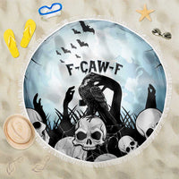 Funny Halloween F’Caw Raven Beach Blanket Black Bird Crow With Skulls - Wonder Print Shop