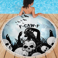 Funny Halloween F’Caw Raven Beach Blanket Black Bird Crow With Skulls - Wonder Print Shop