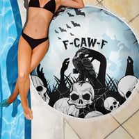 Funny Halloween F’Caw Raven Beach Blanket Black Bird Crow With Skulls - Wonder Print Shop