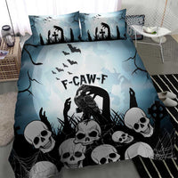 Funny Halloween F’Caw Raven Bedding Set Black Bird Crow With Skulls - Wonder Print Shop